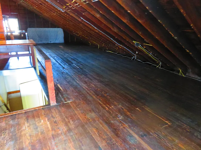 varnished attic storage