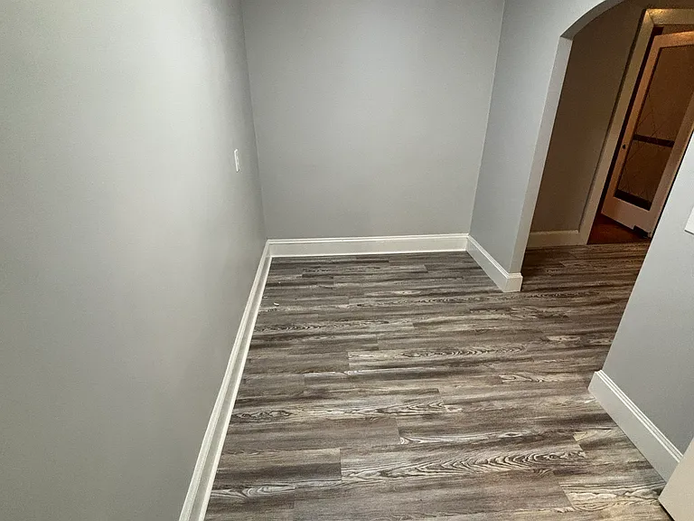 Open work area off kitchen