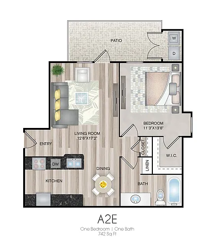 Floor plan A2E - 1x1