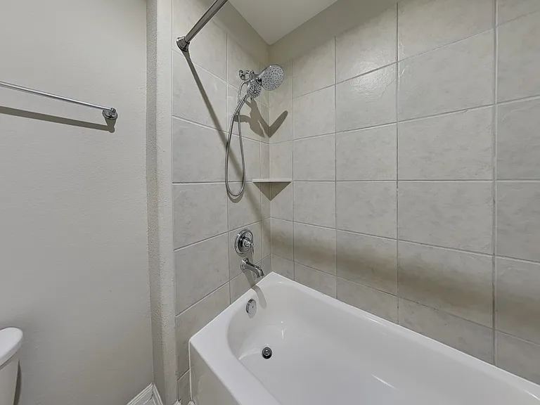 This modern bathroom features