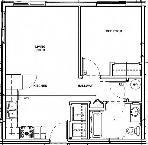 Floor plan One Bedroom One Bath