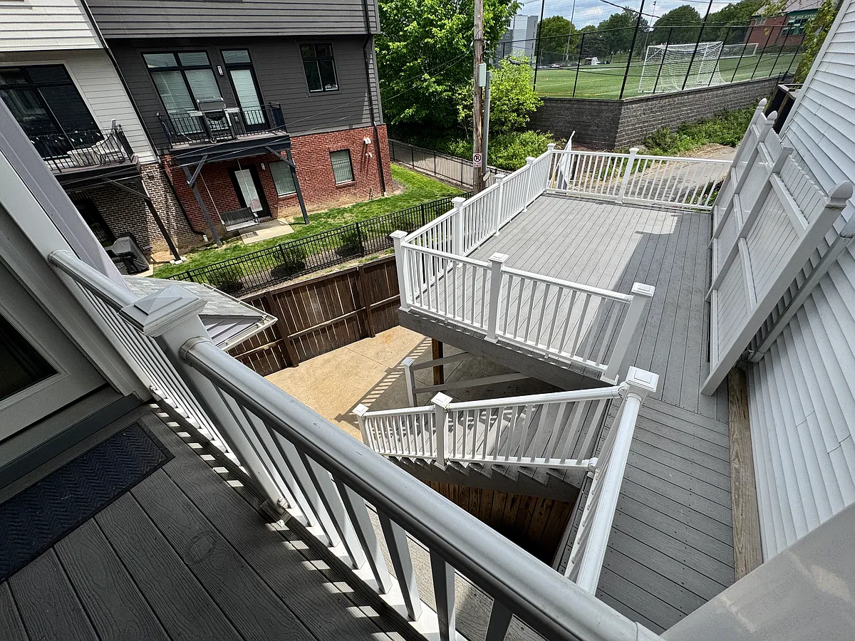 Exterior, rear deck overlooking bike ped route to Mellon Park and Bakery Square - 323 Hailman St