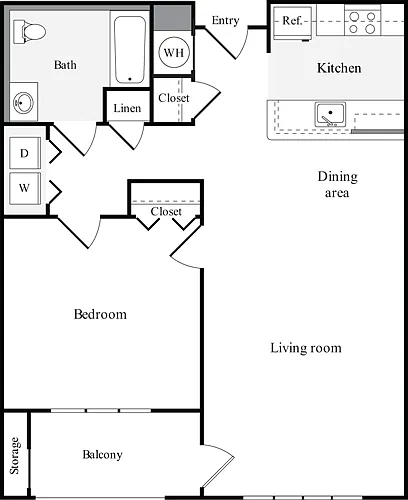 Floor plan 1 Bedroom B