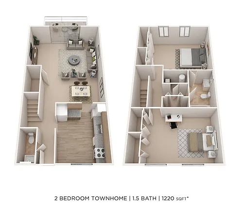 Floor plan Two Bedroom 1.5 Bath - 1,220 sqft