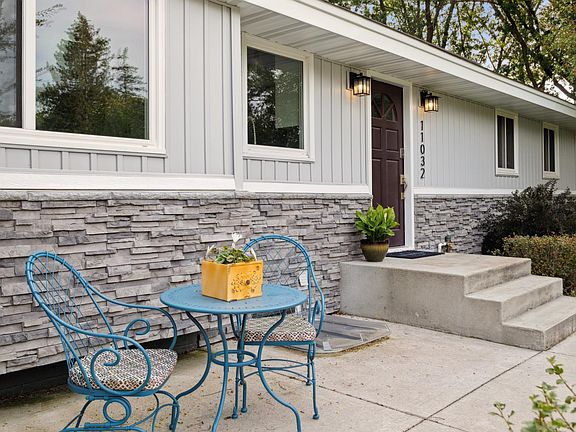 New stacked stone and concrete patio area.
