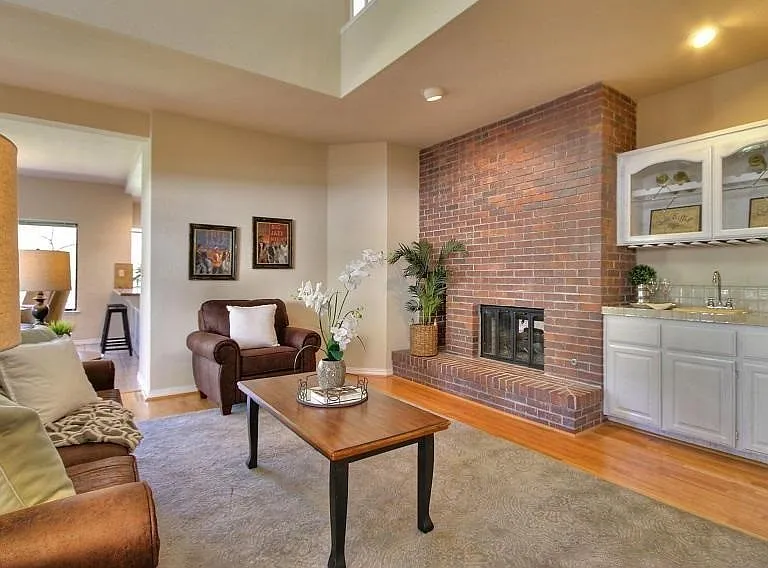 Family Room with Fireplace and Wet Bar
