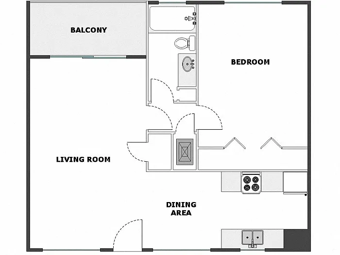 Floor plan 1 Bed / 1 Bath: Type A