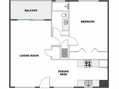 Floor plan 1 Bed / 1 Bath: Type A