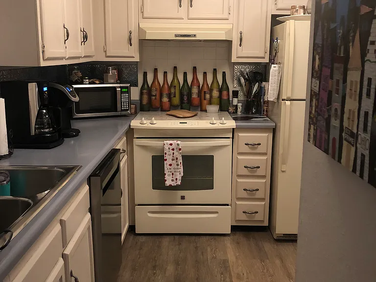 Kitchen space, opens up to larger space