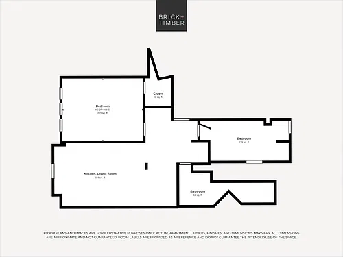Floor plan 2 Bedroom 1 Bath
