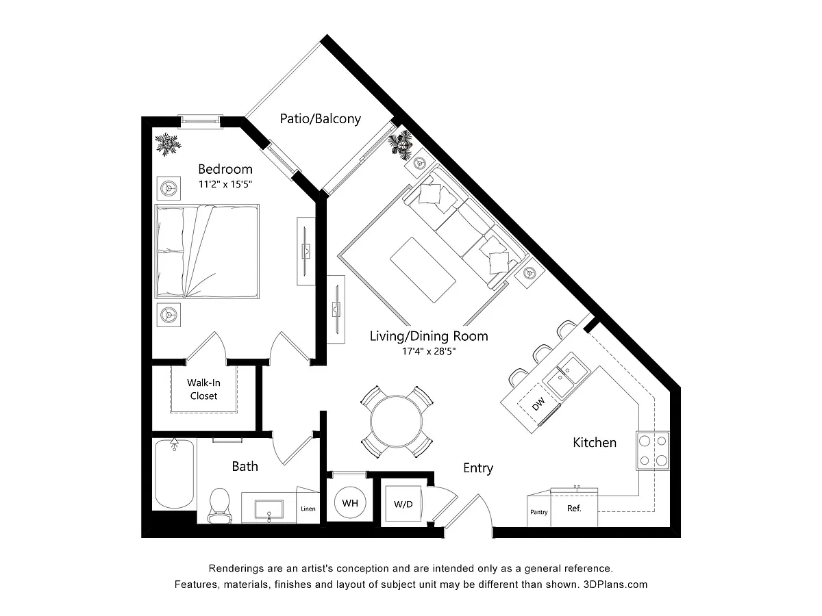 Floor plan 1 Bedroom | 1 Bathroom