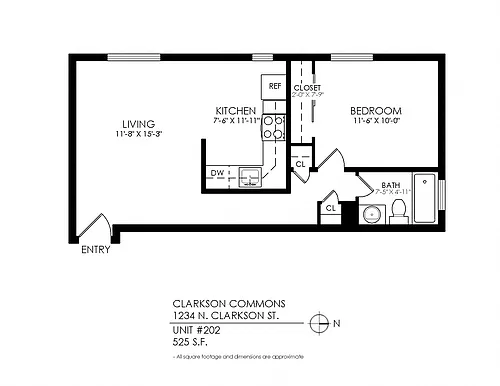 Floor plan 1 Bedroom-Upgraded