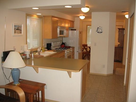 View of kitchen from living room