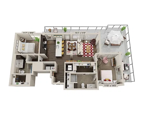 Floor plan Two Bedroom B2K