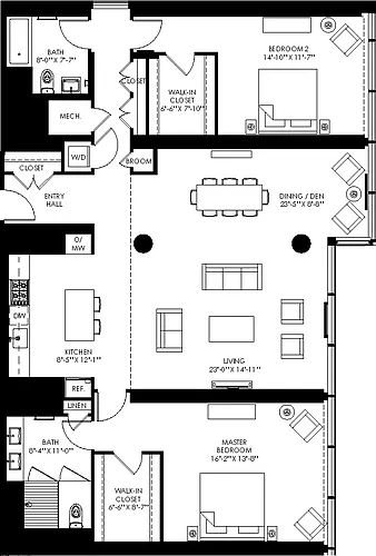 Floor plan 2 Bed/2 Bath-b10