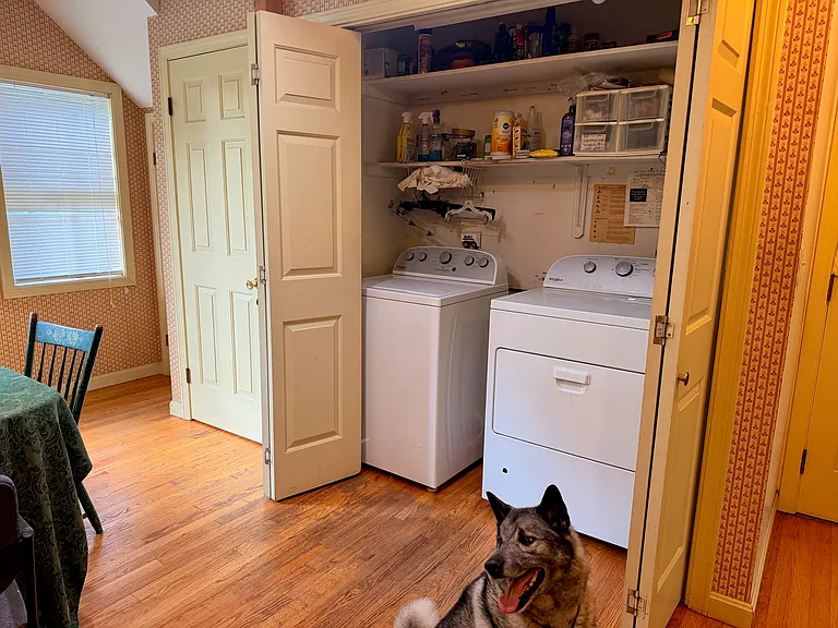 Laundry & breakfast nook. Dog not included, but lives nearby.