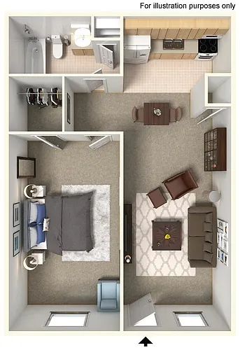 Floor plan 1 Bed 1 Bath