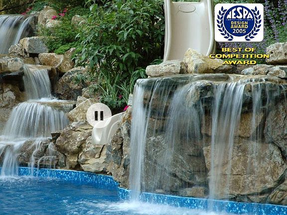 Multiply Waterfalls in the pool