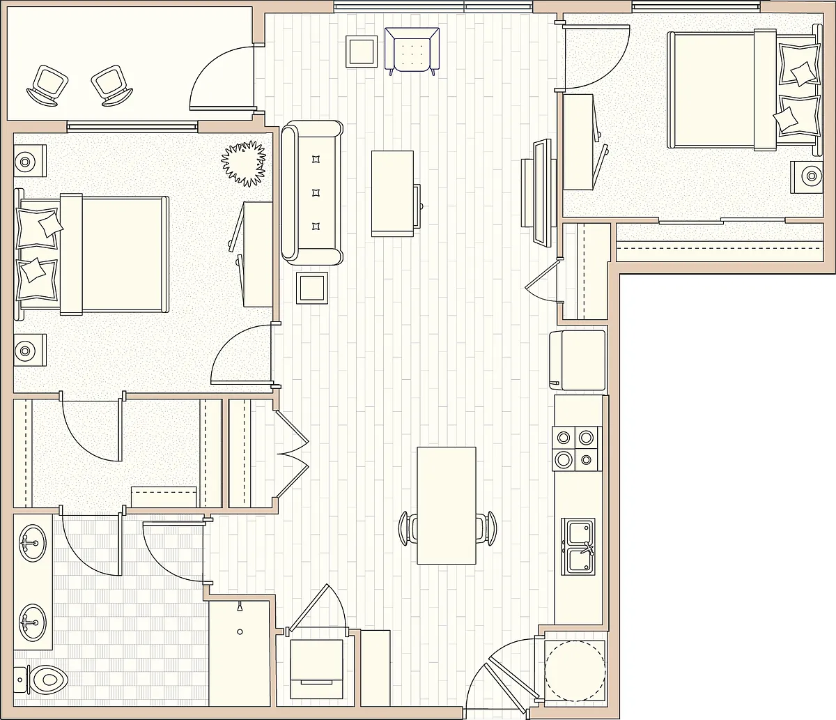 Floor plan B4 - 1 Bed 1 Bath with Den