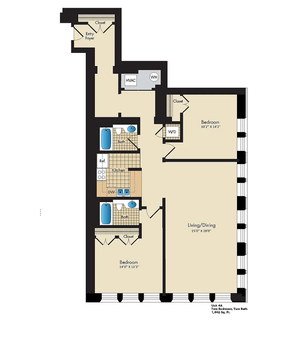 Floor plan 2 Bed/2 Bath