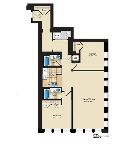 Floor plan 2 Bed/2 Bath