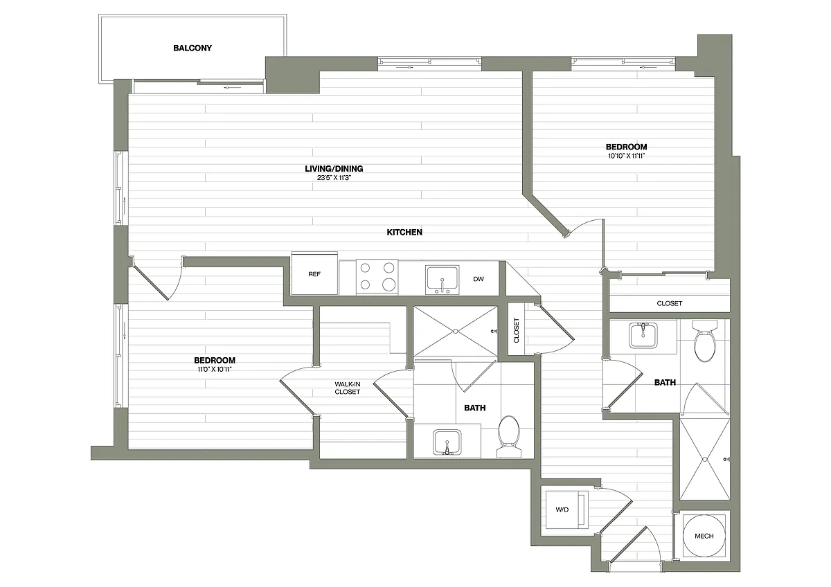 Floor plan 2 Bed/2 Bath-B2