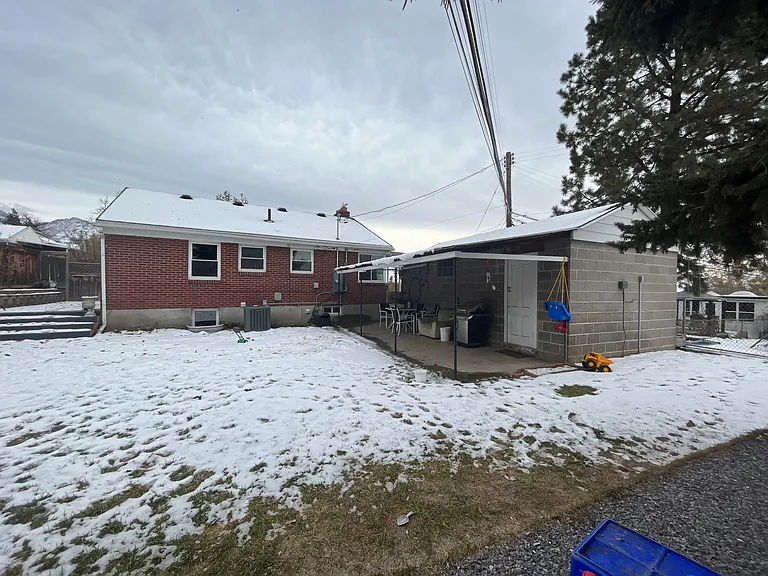 Backyard (N to S) w/garage