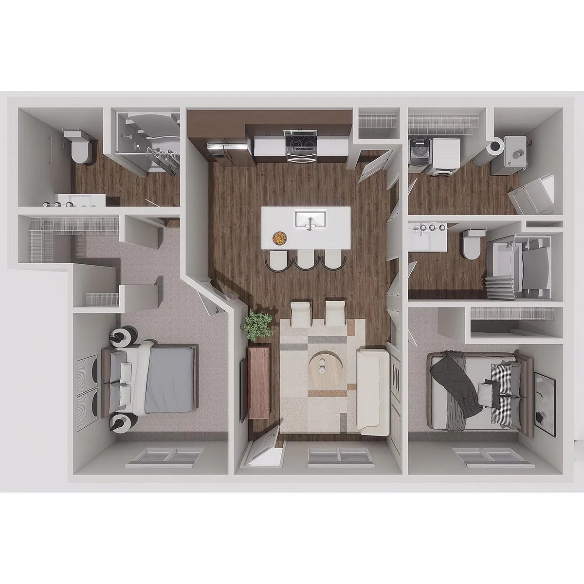 Floor plan D1A First Floor 2 Bedroom with Garage