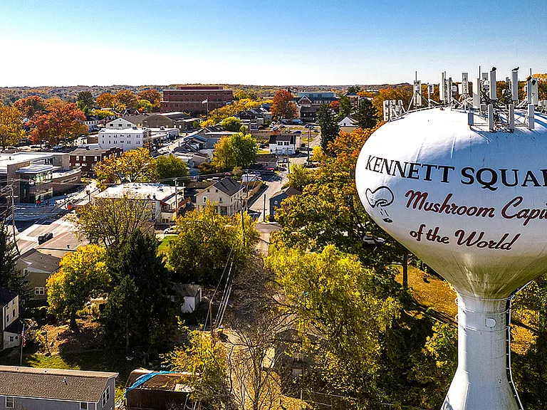 Experience the charm of Kennett Square from above, where nature meets the Mushroom Capital of the World.