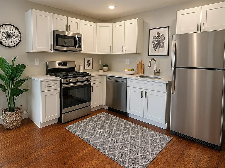 Kitchen with dishwasher, garbage disposal, and microwave