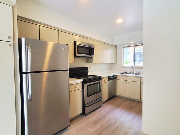 Kitchen with stainless steel appliances