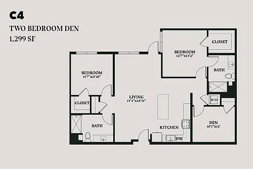 Floor plan Alba Two Bedroom Den C4