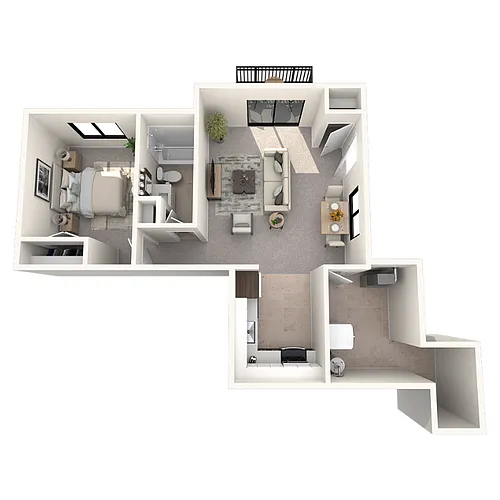 Floor plan 1 bedroom 1 bath BL