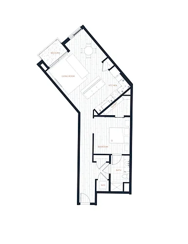 Floor plan A8 - 1 Bed 1 Bath
