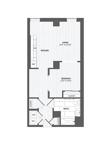 Floor plan 1 Bed 1 Bath-B4c Type A