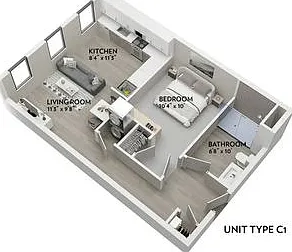 C1 - 608 Sq. Ft. C1 - 608 Sq. Ft.