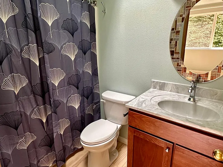 primary ensuite bathroom with sky light