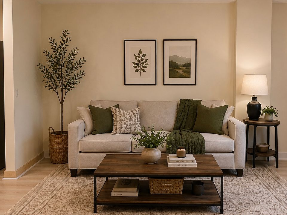 Living room with digitally staged furniture.
