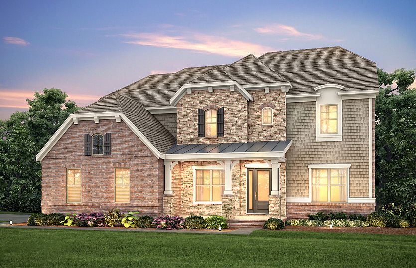 Worthington Exterior 6 features brick, stone, shakes and covered front porch