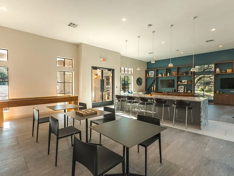 Clubroom with tables and chairs