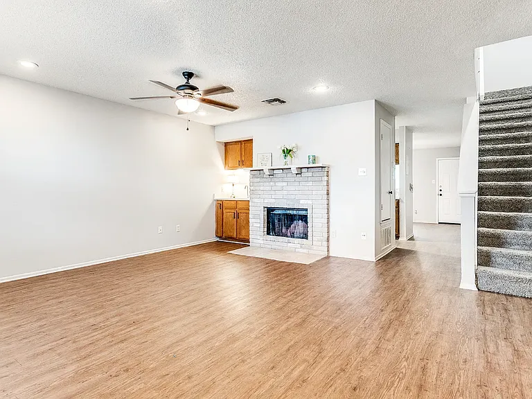 first floor shared areas include living room, kitchen, dining room, guest bathroom (half), in-unit washer & dryer