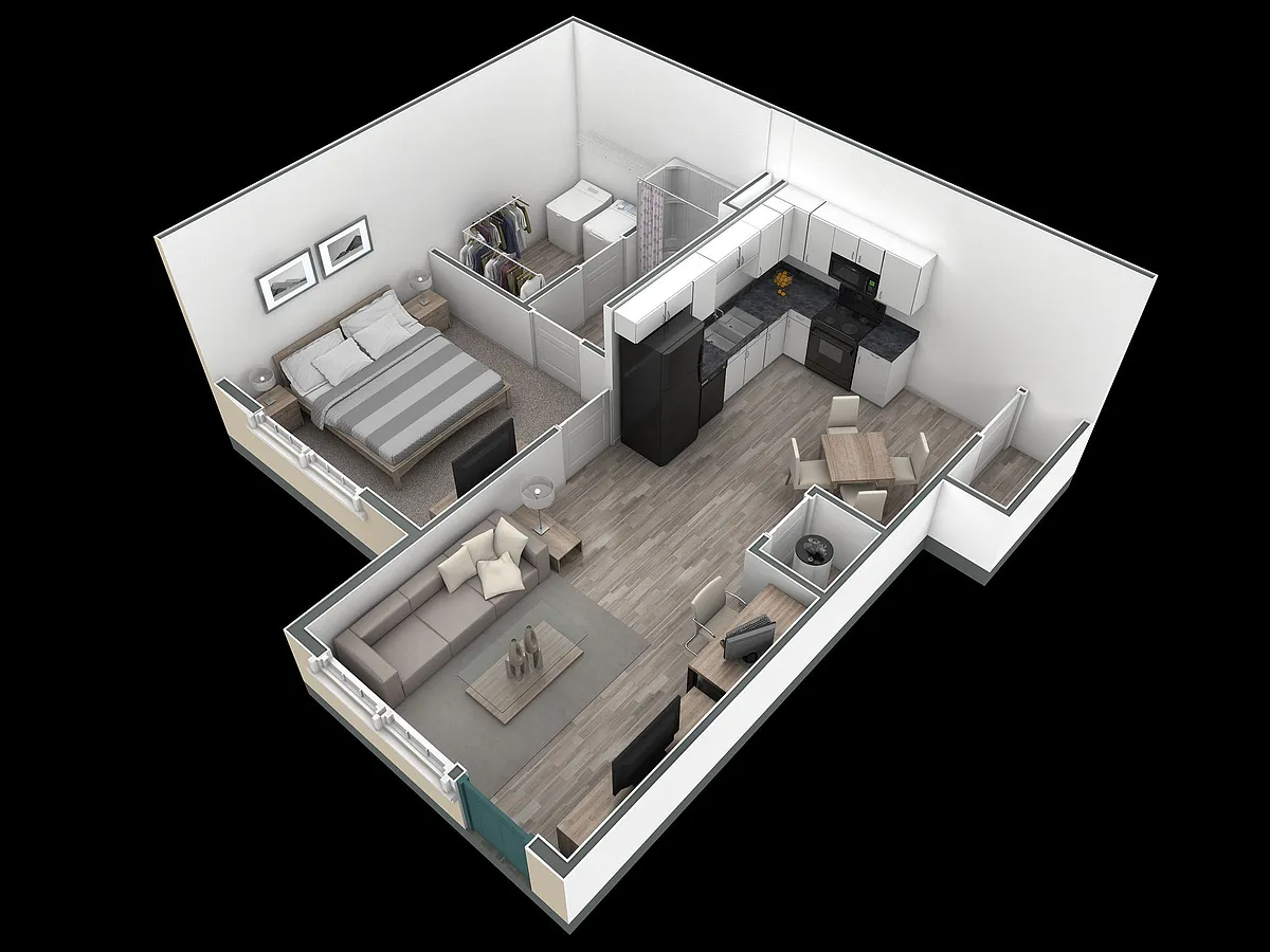 Floor plan 1 BR Horizon Courtyard
