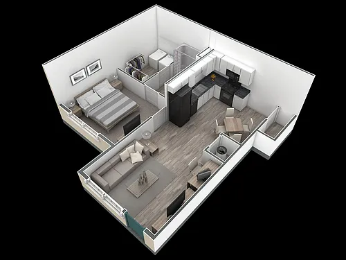 Floor plan 1 BR Horizon Courtyard