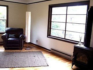 Living room with heater stove