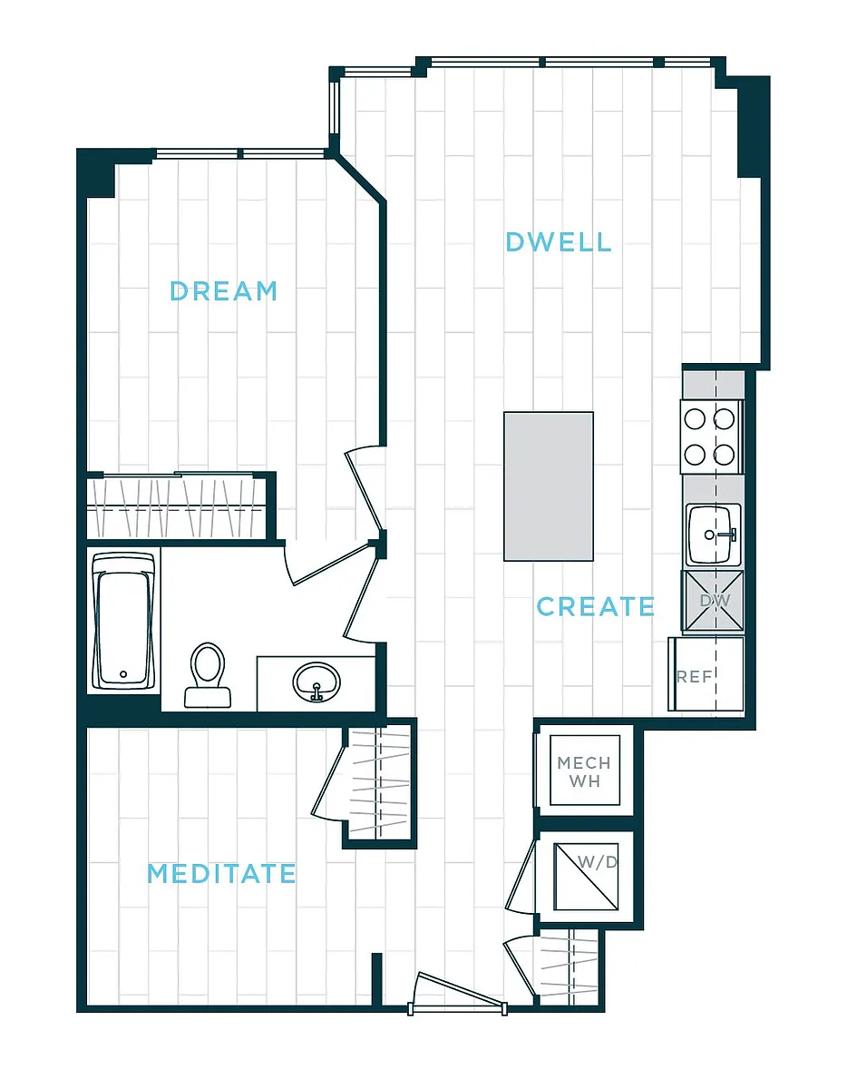 Floor plan 1 Bed/1 Bath Den sl-ad02