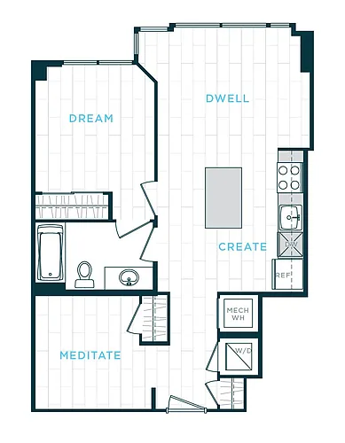Floor plan 1 Bed/1 Bath Den sl-ad02