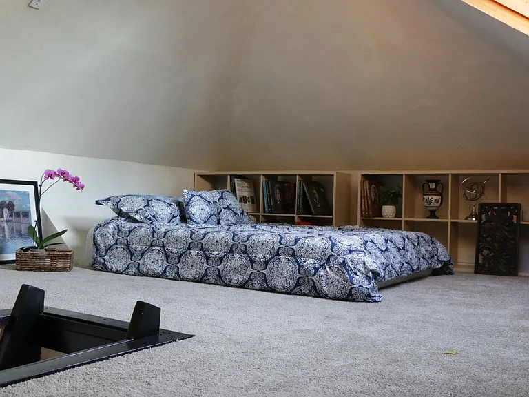 Third bedroom/Loft with VeLux roof window; opened during the Summer time you can hear music from Redlands bowl