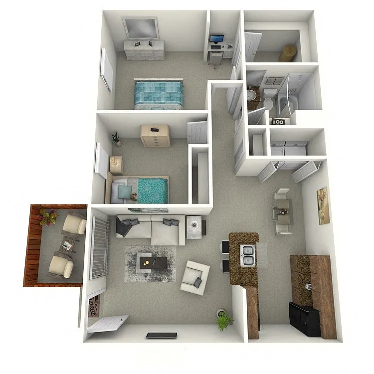 Floor plan Two Bedroom One Bath - Renovated