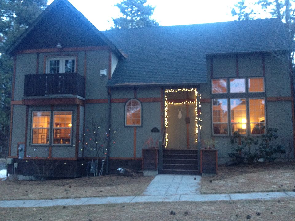 Front of house at night