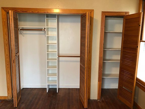 Large closet in front bedroom with built-in organization opportunities.